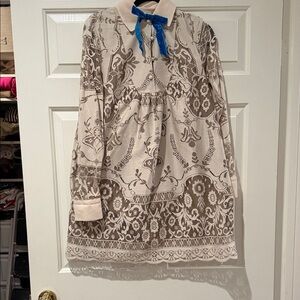 Anna Sui x target Cream Dress with Blue Accent